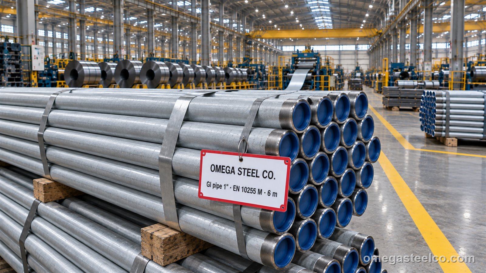 Verzinktes Stahlrohr (Gewinderohr) — Omega Steel Co., Werk Dilovası