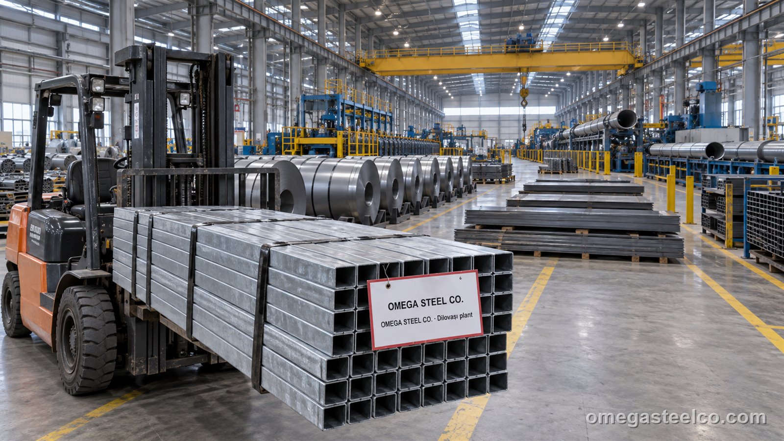 Omega Steel Co. — صالة الإنتاج ومنطقة المخزون، ديلوفاسي