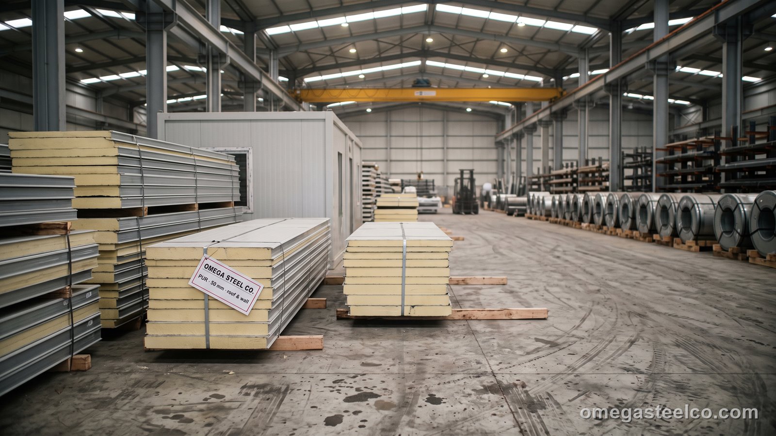 ألواح ساندويتش بقلب PUR — Omega Steel Co.، مصنع ديلوفاسي