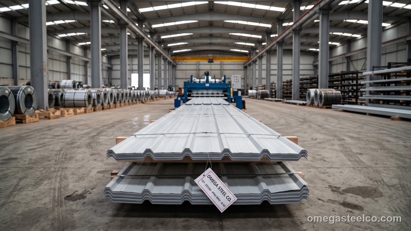 Chapa trapezoidal 27/150 — Omega Steel Co., planta de Dilovası